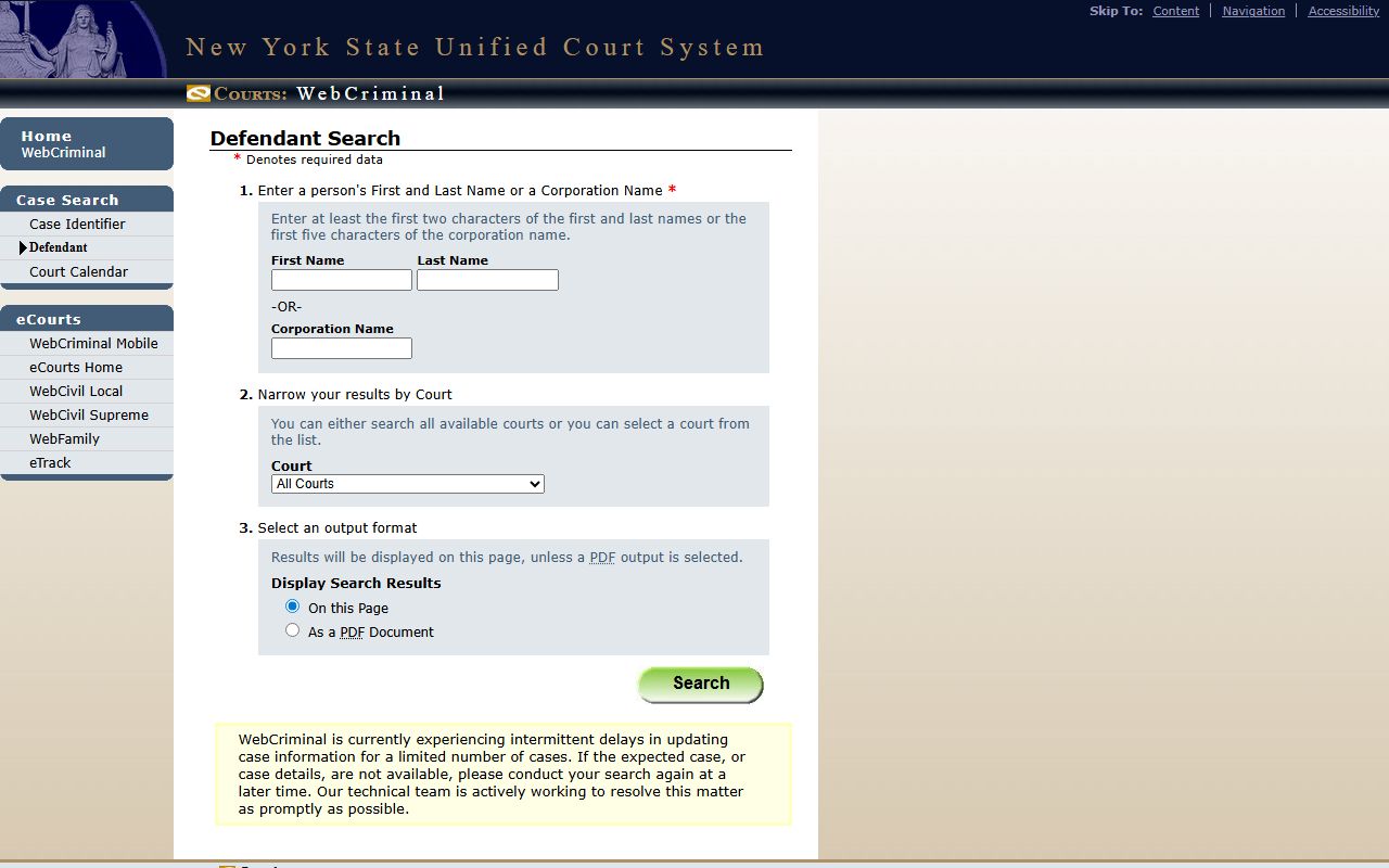 Sullivan County court records after arrest WebCrims defendant search