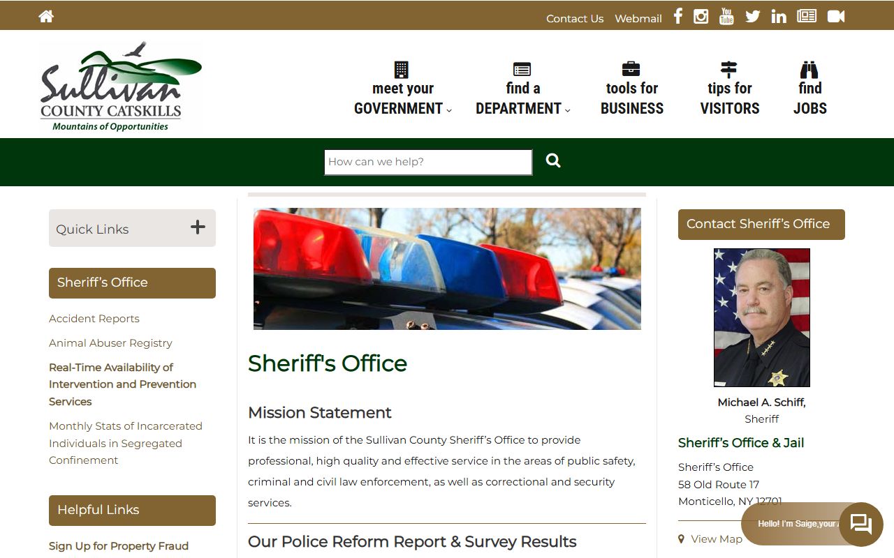 Sullivan County inmate population sheriff office contact page